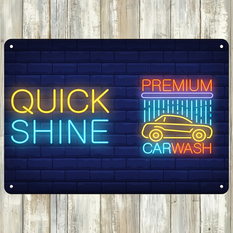 Auto Repair Shop Signs - 퀵샤인 세차장 네온사인 - 비비드한 블루,옐로우
