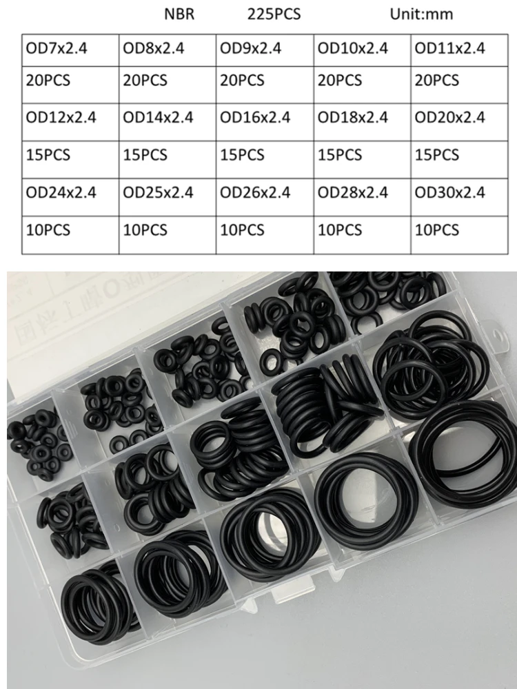 CS 2.4mm 225 PCSNBR 고무 O 링 세트  - Auto Repair Cs 리뷰 및 가격
