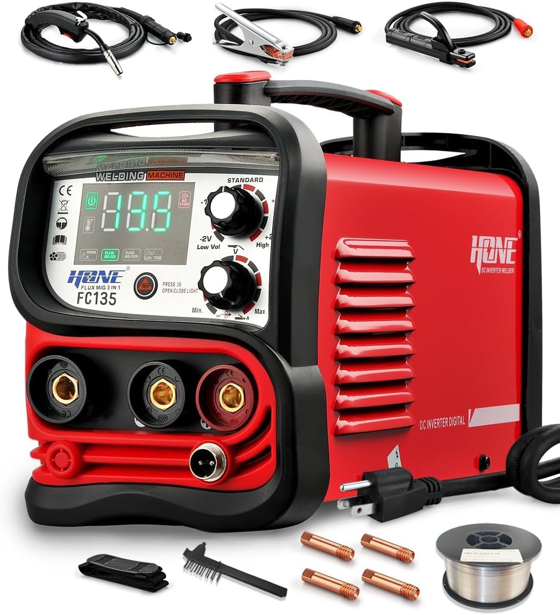 135Amp FC135 플럭스 코어드 MIG/스틱/리프 - Tig Welder Machine 리뷰 및 가격